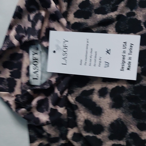 Lazofy Leopard print high neck bodysuit Women's long sleeve size M - Picture 9 of 9